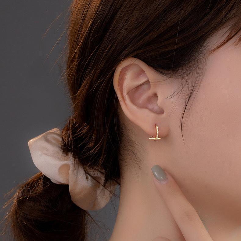 18K Gold Plated Cross Skeleton Cartilage Hoop Earrings for Women | Gothic Punk Jewelry | Perfect for Parties, Concerts and Everyday Wear (HSPJ695)
