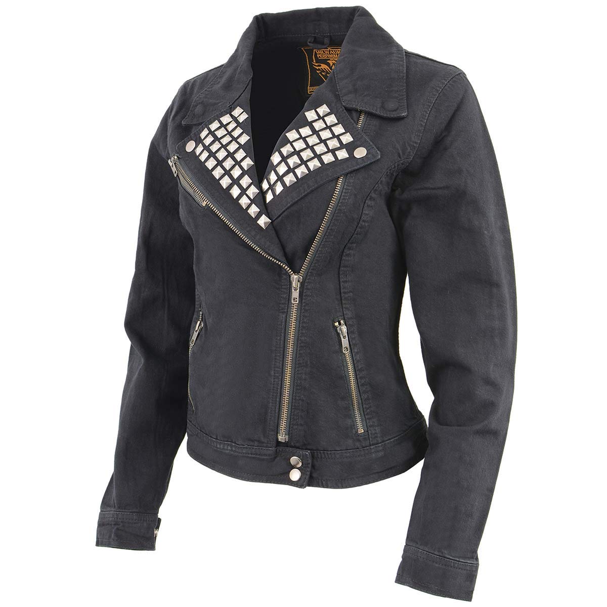 Milwaukee Leather MDL2000 Women's Black Denim Jacket with Studded Spikes - Stylish Biker Jacket for Motorcycle Riding & Fashion Outfits