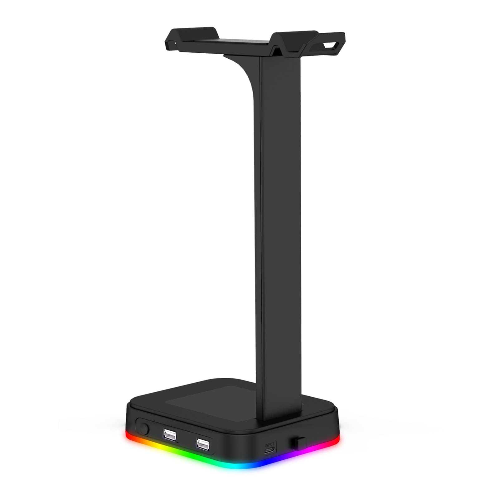 D9 RGB Gaming Headset Stand with LED Lights - Universal Headphone Holder for Gaming Desktops - Perfect for Gamers & Streamers (Black) - Ideal for Gaming Setups, Streaming Studios & Office Desks