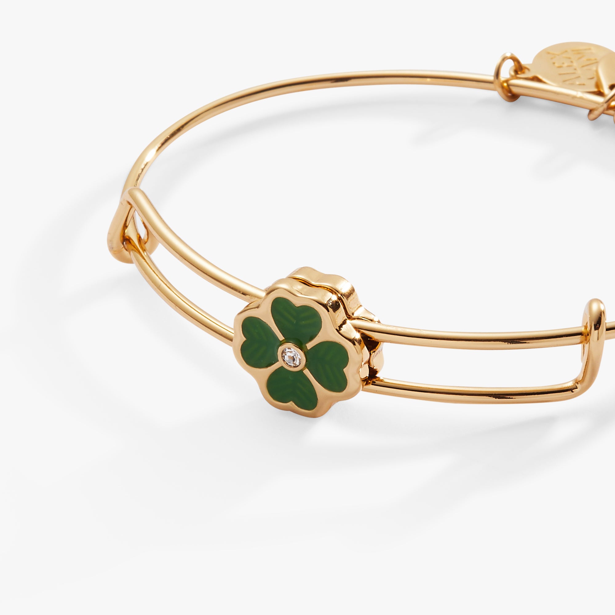 Four Leaf Clover Slider Charm Bangle - Adjustable Lucky Clover Bracelet for Women, Trendy Irish Jewelry Gift for St. Patrick's Day, Birthday & Everyday Wear