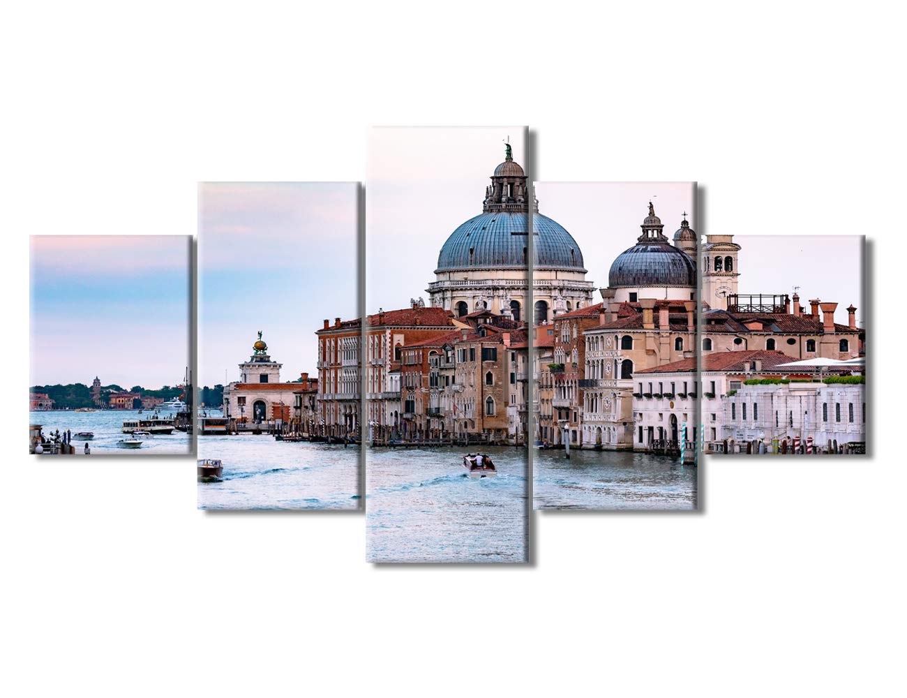 5-Piece Venice Italy Sunset Landscape Wall Art - Basilica & Canal Pictures for Bedroom, Living Room, Dining Room Decor - Stretched Canvas with Wooden Frame Ready to Hang (60
