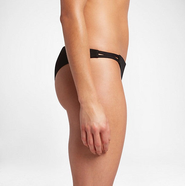 Hurley Women's Quick Dry Cheeky Swim Bottoms - Black Ribbed Bikini Bottoms for Swimming, Beach & Pool | Comfortable & Stylish Swimwear for Women