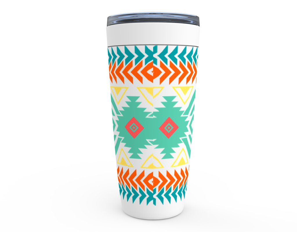Insulated Travel Mug with Southwestern Aztec Design - Leak-Proof Stainless Steel Tumbler for Coffee, Tea & Cold Drinks | Perfect for Camping, Office & Road Trips