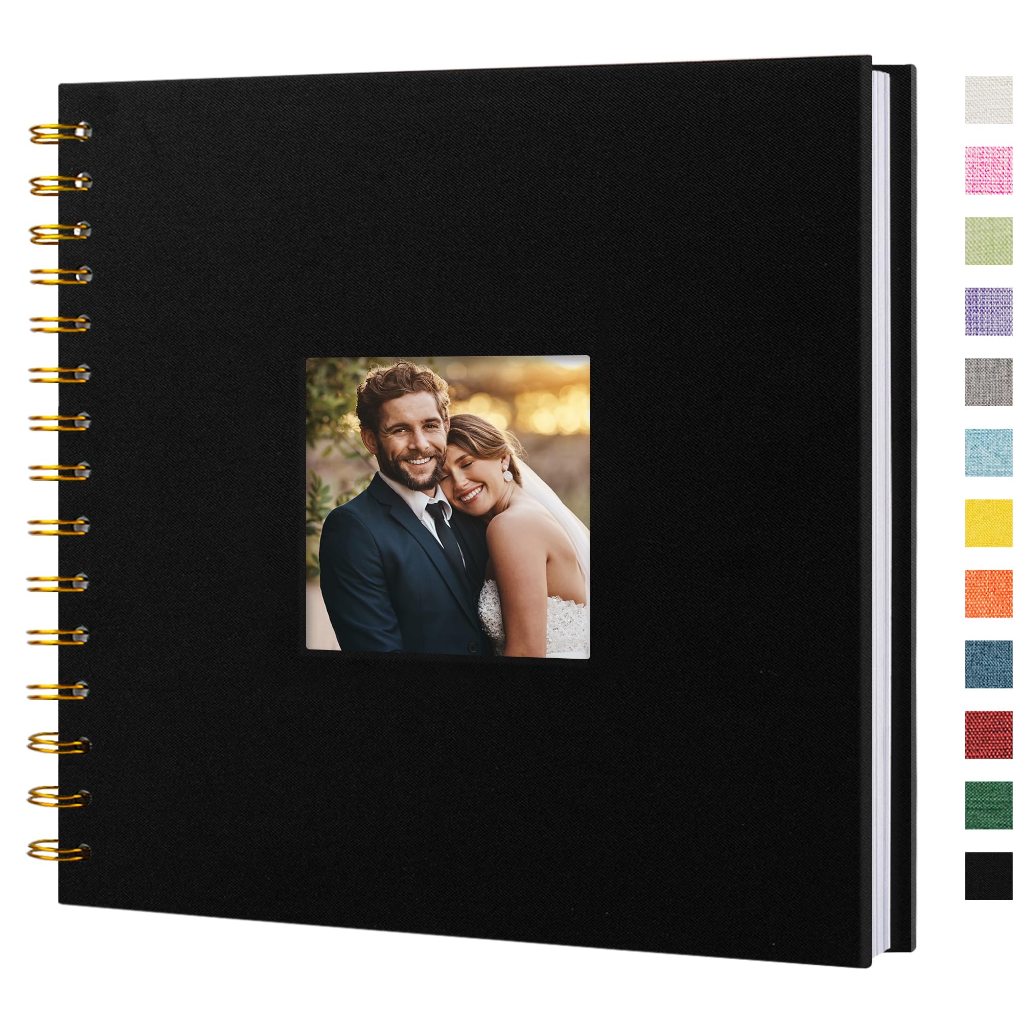 Premium 8x8 Inch Scrapbook Photo Album with Linen Cover - Hardcover Kraft White Pages Memory Book for Travel, Wedding, Guest Book, Christmas & Baby Shower (20 Sheets/40 Pages, Black) - Perfect for DIY Projects & Gift Giving