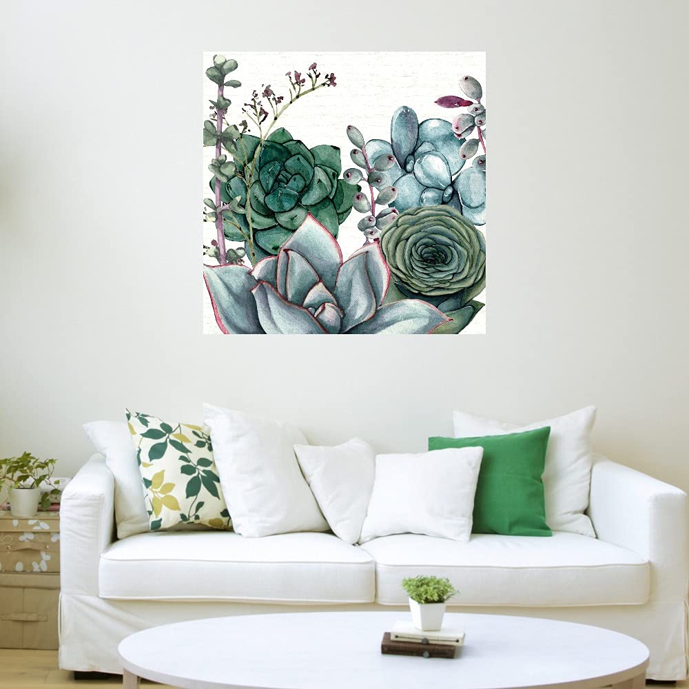 Succulent Garden Canvas Wall Art - 22x22 Inch Hand-Painted Fine Art by Susan Jill - Ready to Hang Home Decor for Living Room, Bedroom, Office - Perfect for Modern, Boho & Farmhouse Interior Design