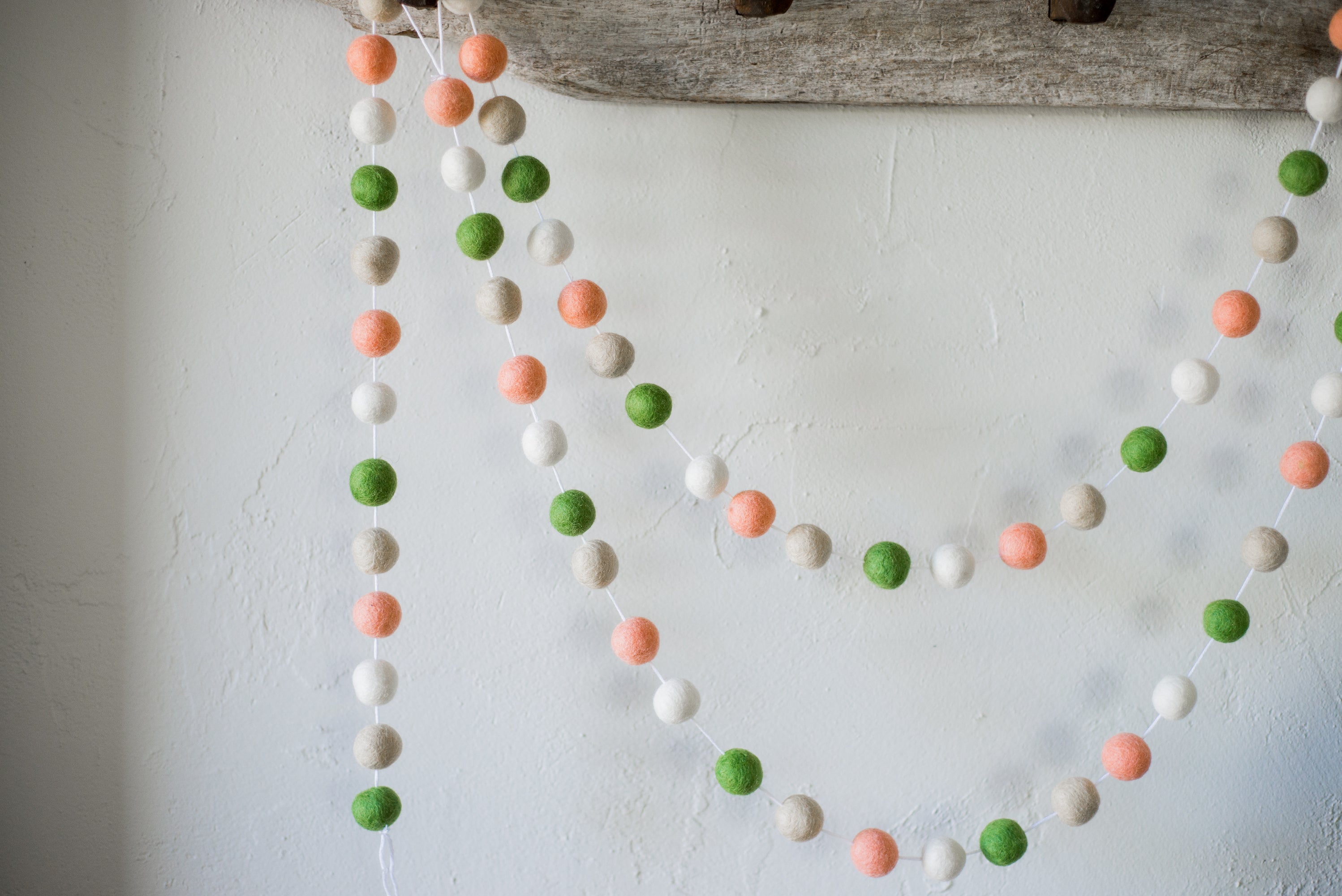 Georgia Peach Felt Ball Garland - Handmade Decorative String for Nursery, Wedding, Party & Home Decor | Boho Chic Wall Hanging for Baby Shower, Christmas Tree, and Seasonal Celebrations