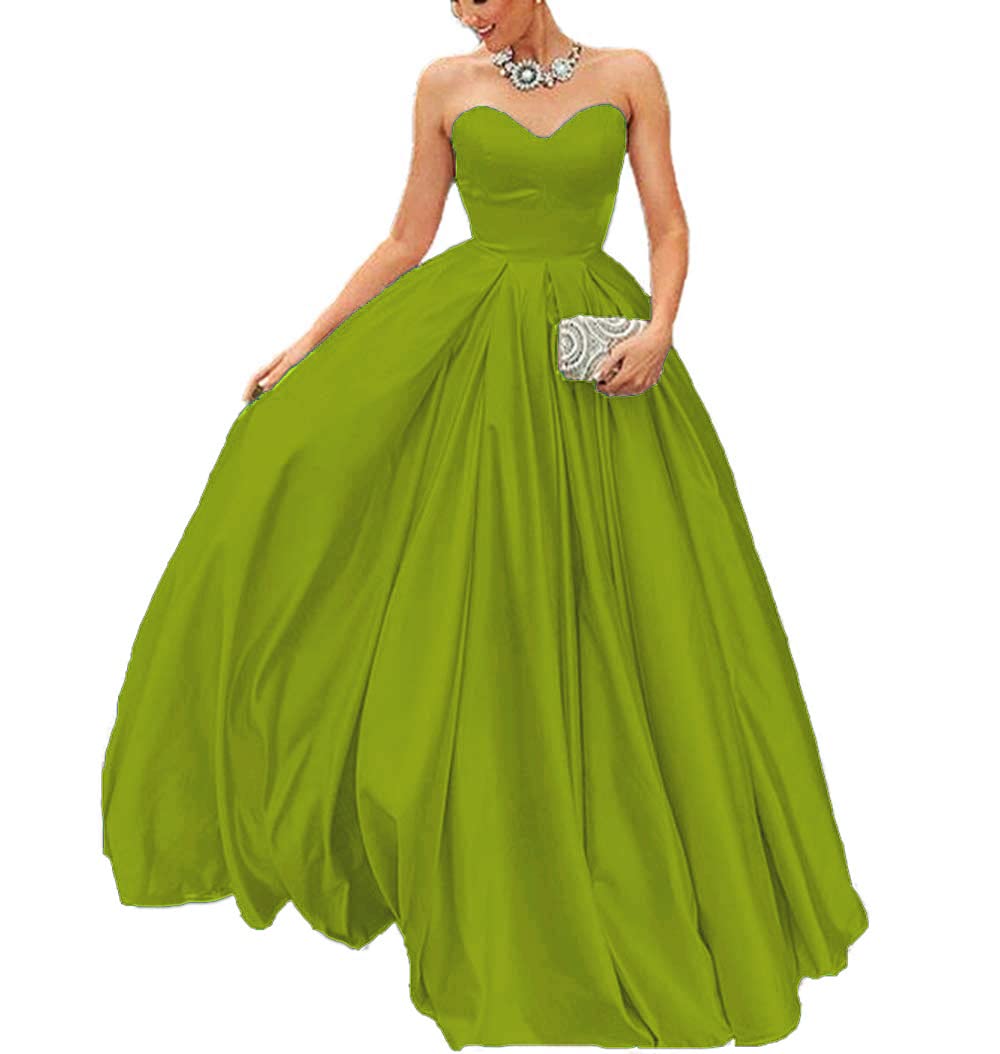 Elegant A-Line Formal Evening Dresses for Women - Long Satin Prom Gown with Sweetheart Neckline & Corset Closure | Perfect for Weddings, Galas & Special Occasions