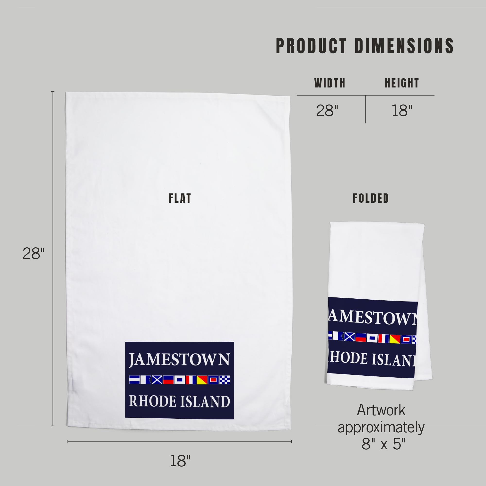 Lantern Press Jamestown Rhode Island Nautical Flags Cotton Tea Towel - 100% Cotton Decorative Hand Towel for Kitchen, Bathroom & Home Decor | Perfect for Coastal Themed Decor, Gifts, and Beach House Accessories