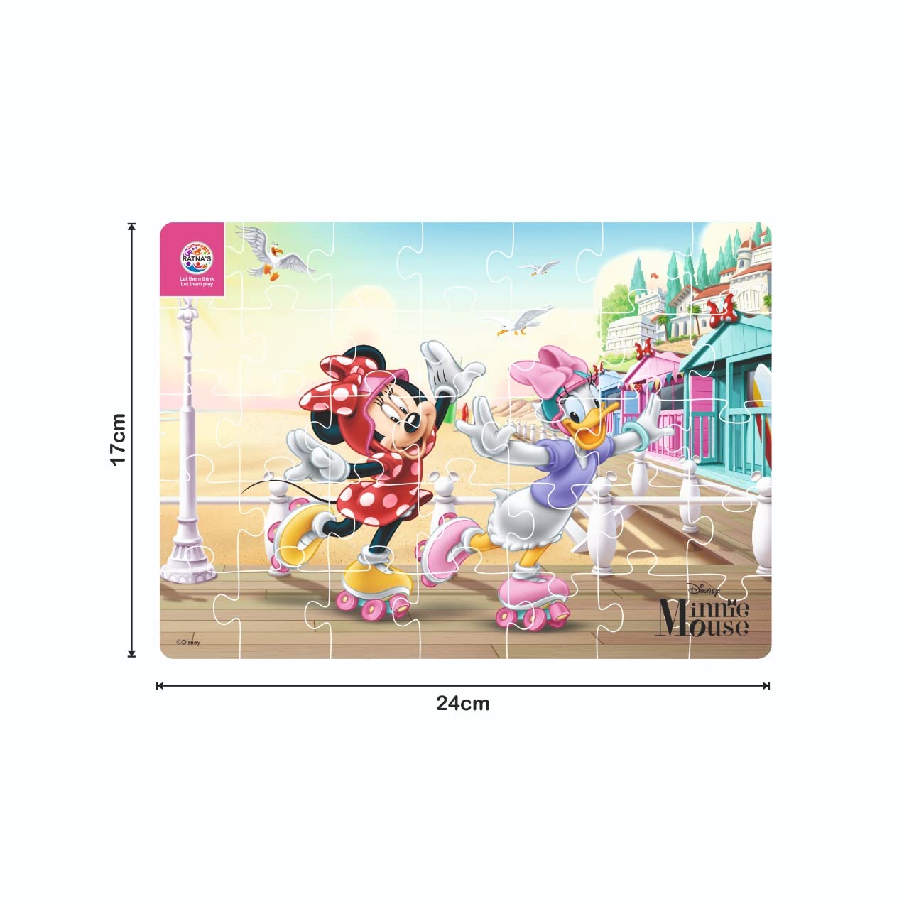 Ratna's 4-in-1 Disney Jigsaw Puzzle Set - 140 Pieces (4x35pc) Featuring Minnie Mouse & Daisy - Educational Kids Puzzle for Family Game Night & Birthday Gifts