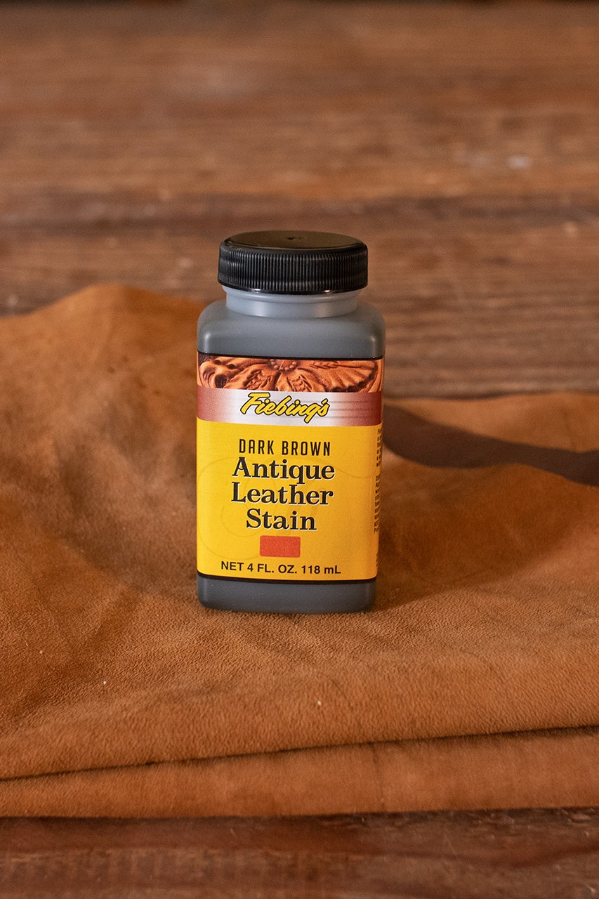 Fiebing's Antique Leather Stain - 4 oz (118 ml) Dark Brown for Leather Crafting, DIY Projects & Furniture Restoration