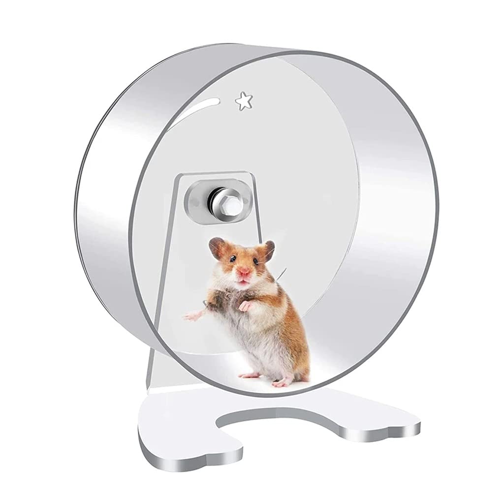 HMKGKJ 8.7-Inch Silent Acrylic Hamster Exercise Wheel with Bracket - Quiet Running Wheel for Hamsters, Gerbils, Mice & Small Pets - Perfect for Cage Accessories & Nighttime Play