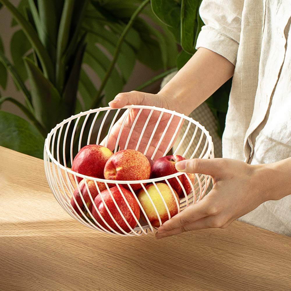 Poeland Metal Wire Fruit Basket - Rustic Kitchen Countertop Organizer for Fruits, Vegetables, Bread & Snacks | Durable Household Storage for Kitchen, Dining Room & Living Room | Perfect for Farmhouse & Modern Home Decor