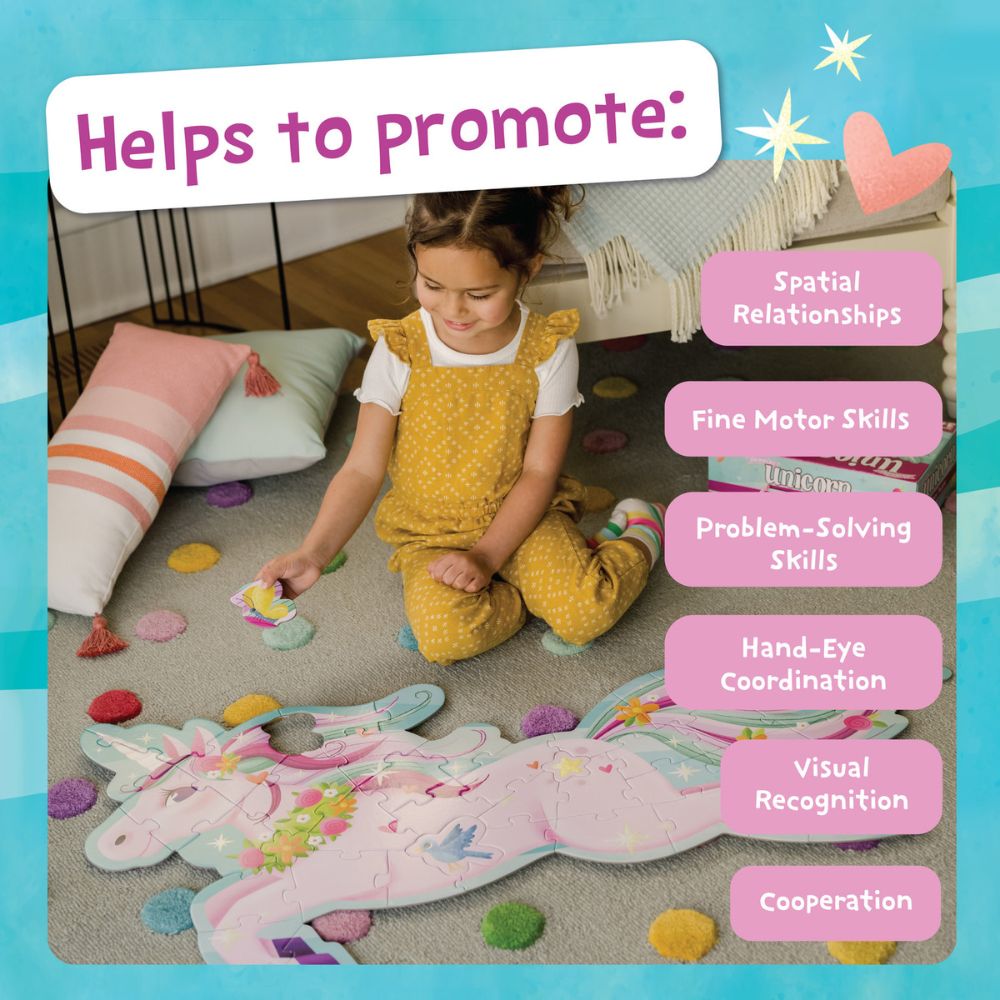 Peaceable Kingdom Shimmery Unicorn Floor Puzzle for Kids - 48-Piece Glittering Unicorn Jigsaw Puzzle for Children's Room Decor & Educational Playtime
