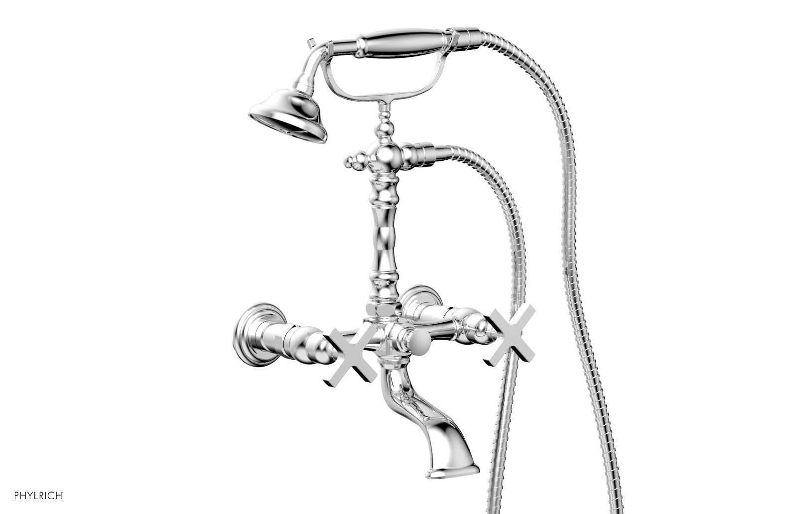 HEX MODERN Exposed Tub & Hand Shower Faucet with Cross Handle K2393 22 - Perfect for Bathroom Renovation & Spa-Like Shower Experience