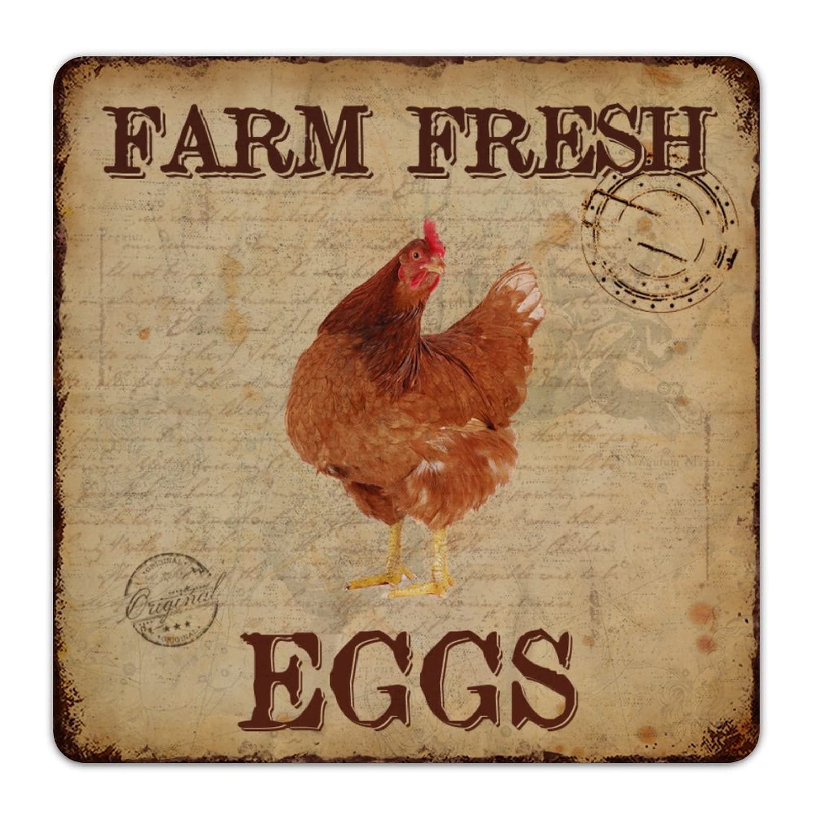 Vintage Farm Fresh Eggs Metal Sign - Distressed Retro Wall Art for Farmhouse, Chicken Coop & Cottage Decor | Rustic Tin Wall Hanging for Kitchen, Porch, Living Room & Outdoor Spaces