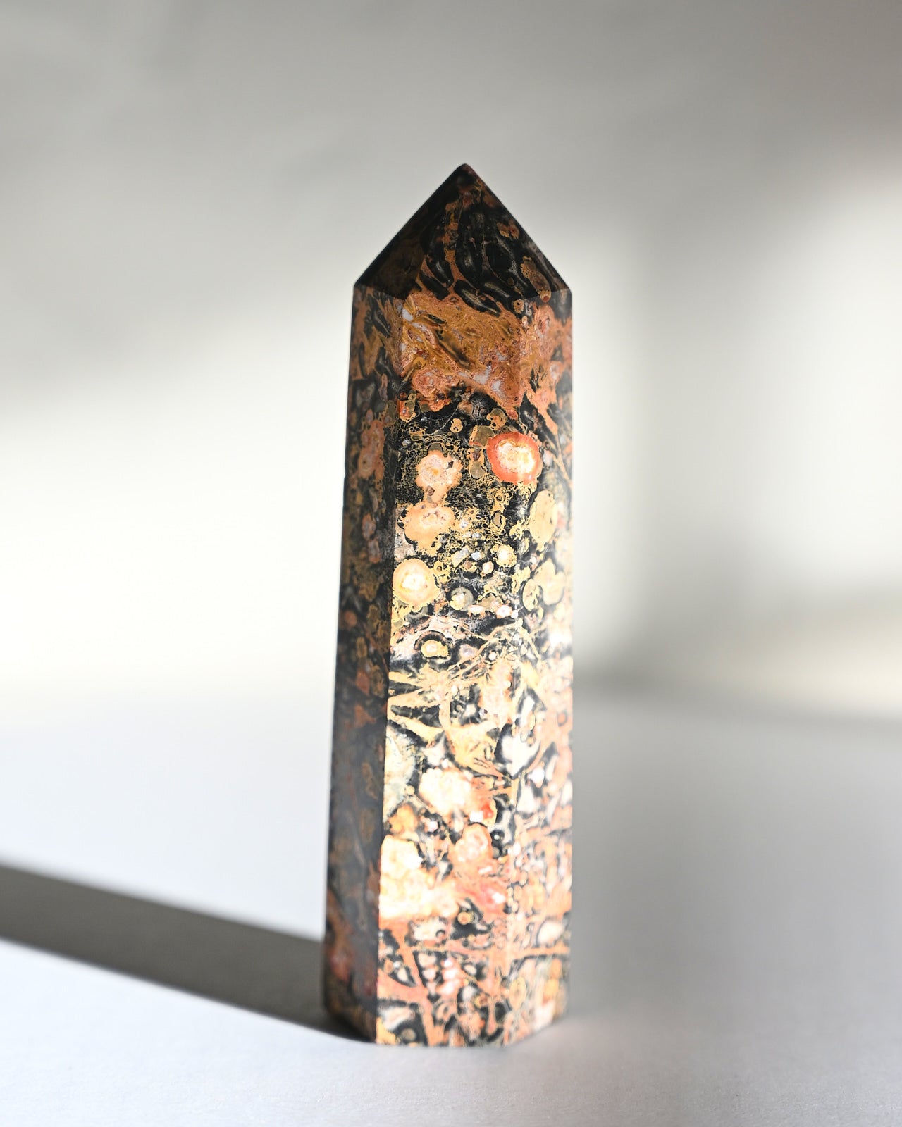 Leopard Skin Jasper Point - Natural Healing Stone for Meditation, Chakra Balancing & Spiritual Growth - Perfect for Jewelry Making, Home Decor & Energy Work