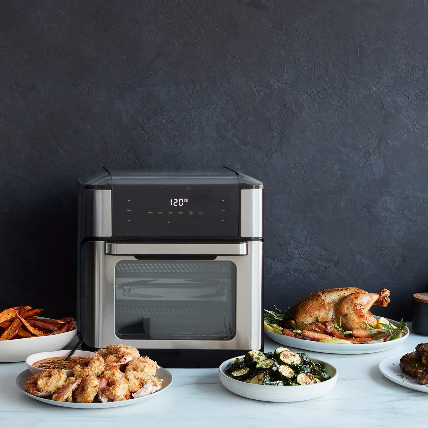 10 QT 7-in-1 Air Fryer Oven Combo with Rotisserie - Stainless Steel Toaster Oven for Baking, Roasting, Broiling & Dehydrating - Perfect for Family Meals, Reheating & Gifts (Mom/Wife) - Fast, Versatile & Space-Saving Kitchen Appliance - Ideal for Home Cooking, Meal Prep & Healthy Eating