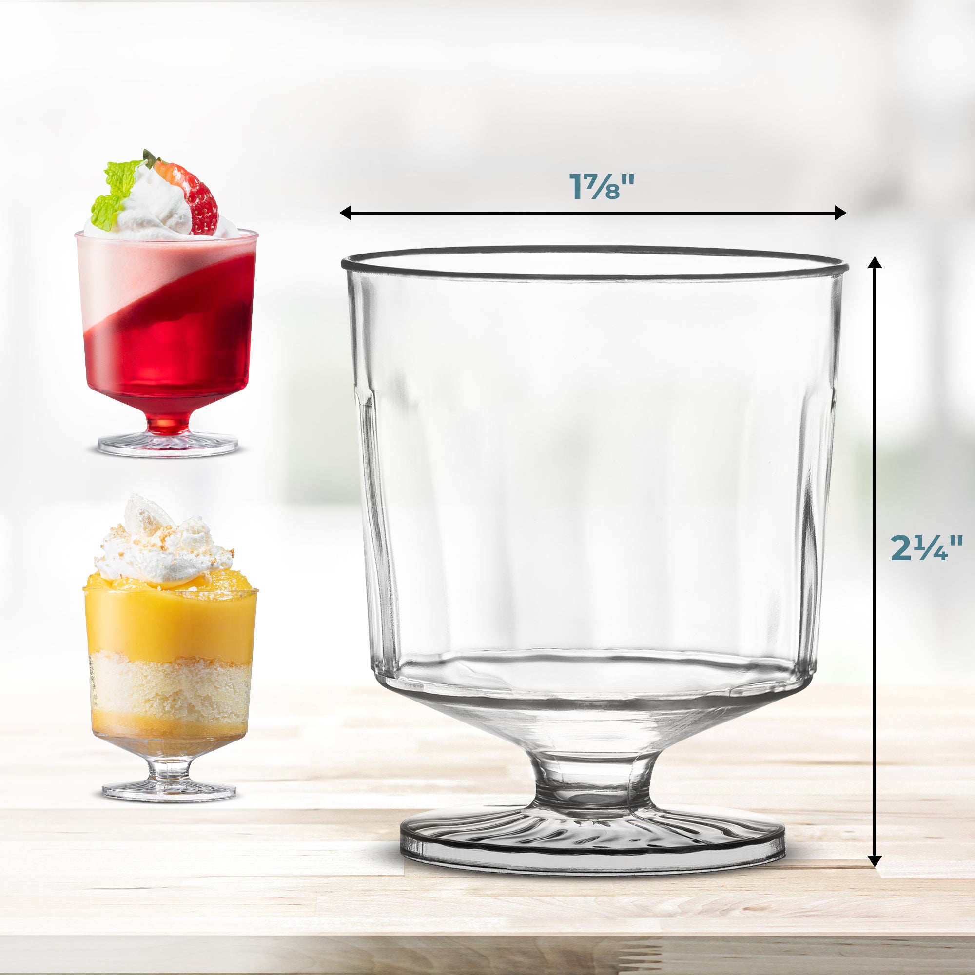 1.5 oz Clear Plastic Mini Mousse Cups - 24 Pack | Disposable Dessert Containers for Parties, Catering & Baking Supplies | Perfect for Mousse, Pudding, Jello & Small Treats