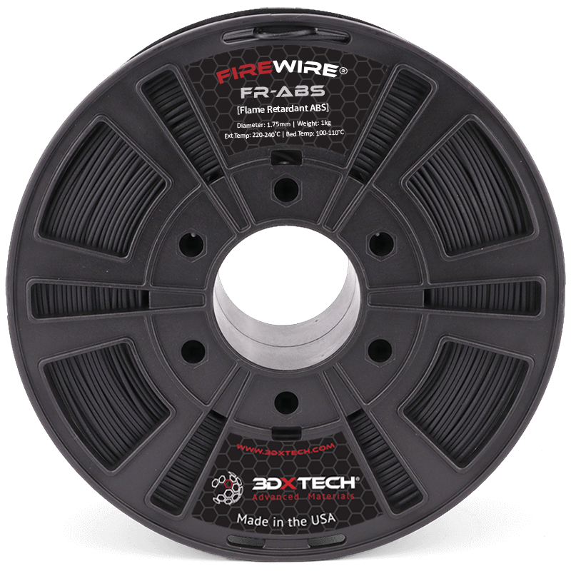 3DXTECH Firewire Flame Resistant FR ABS 3D Printer Filament 1.75mm 750g Black Spool - Perfect for High-Temperature Applications, Industrial Prototyping & Fire-Safe 3D Printing Projects