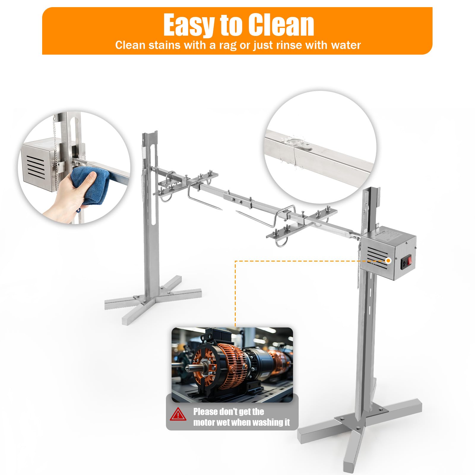 53in Outdoor Electric Rotisserie Grill Kit - Adjustable Height Rotatable Motor BBQ Spit Roaster for Pig, Hog, Lamb - Perfect for Camping, Backyard Parties & Large Gatherings