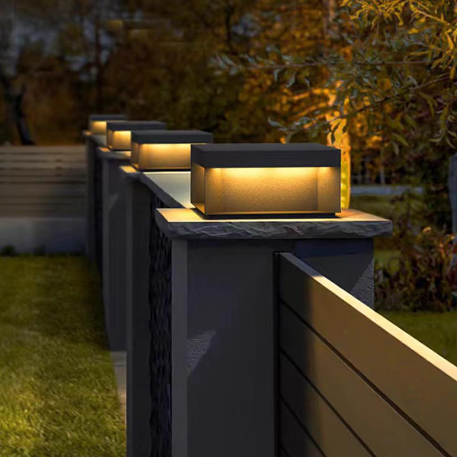 Premium Stainless Steel Solar Post Lights for Outdoor - Solar Powered Fence Post Cap Lights with 3000K Warm White LED - Waterproof Garden Deck Patio Lighting - Perfect for Wooden Posts (12