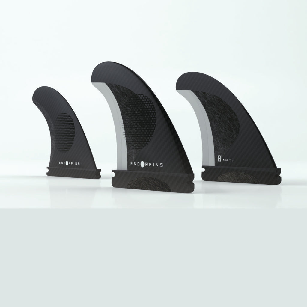 ENDORFINS 5 FIN Slater KS1 Surfboard Fin - Large Size (1 Tab) - Black/Black - Compatible with FUTURES Fin Box System - Perfect for Big Wave Surfing and Performance Riding