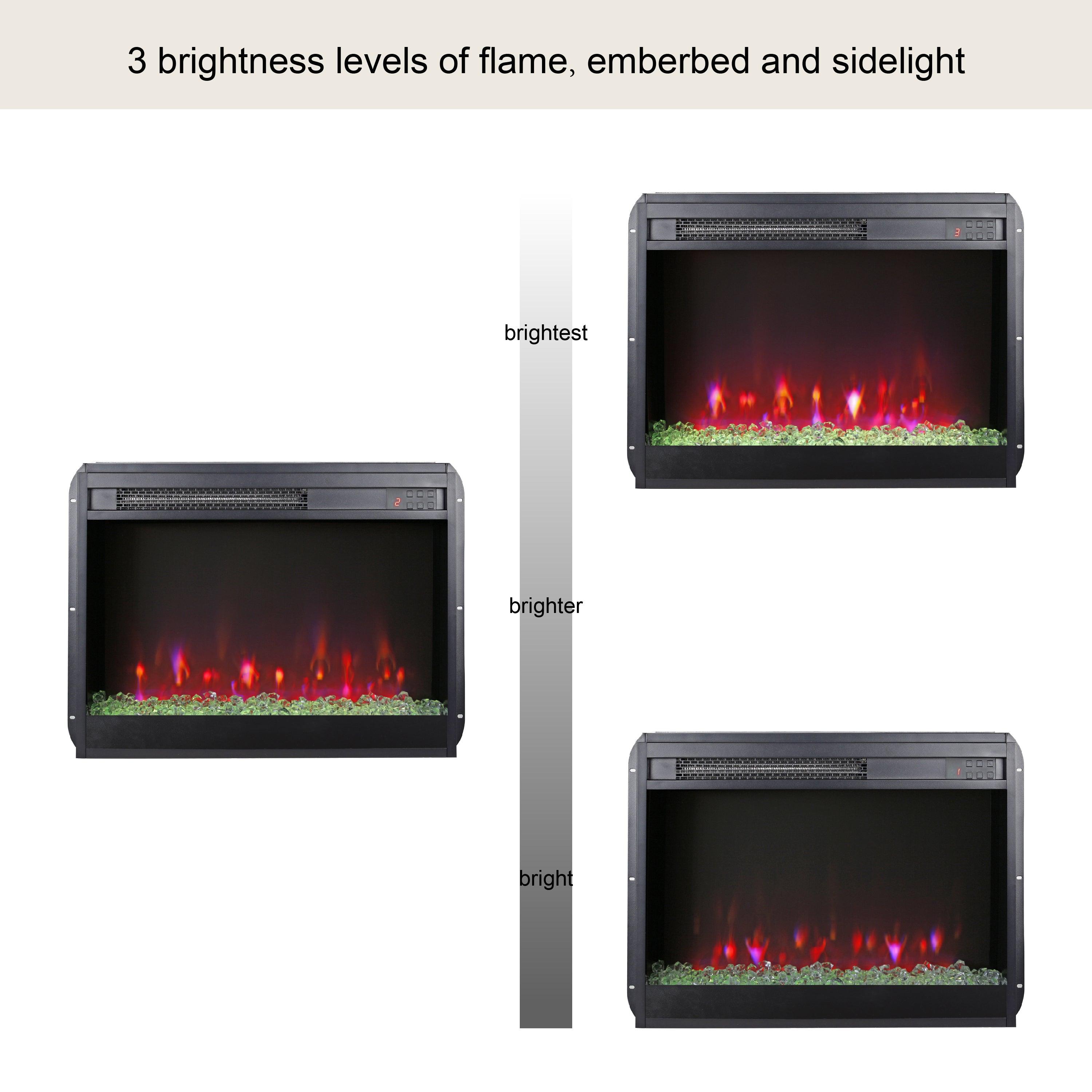 23 Inch Infrared Quartz Electric Fireplace Insert - Realistic Flame Effect, Remote Control - Perfect for Living Rooms, Bedrooms & Offices