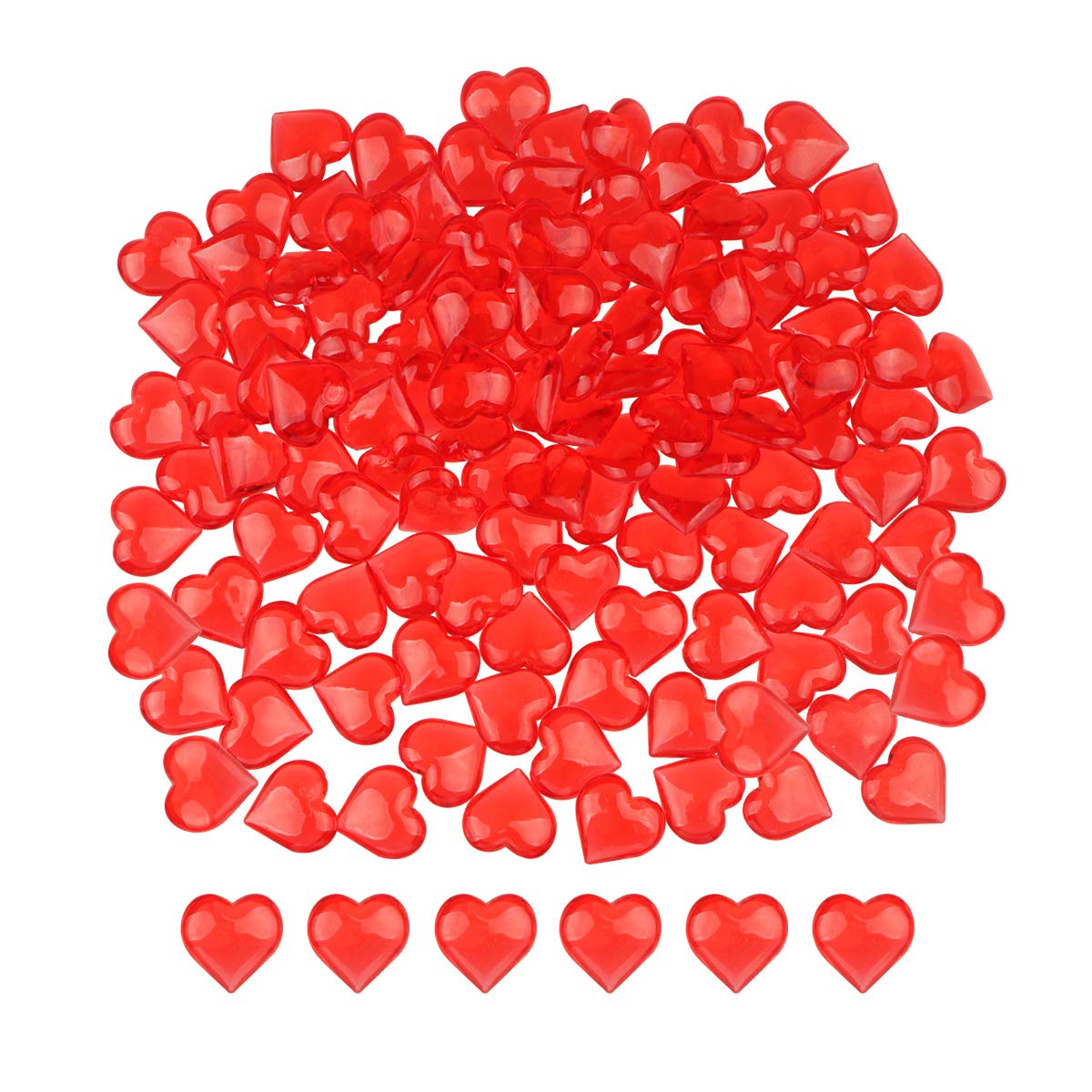 Fangoo 220-Piece Red Acrylic Heart Gems - Valentine's Day Decorations, Vase Filler, Table Scatter for Engagement, Wedding & Home Decor (Bright Red, 1LB) - Perfect for Romantic Events, DIY Crafts & Party Centerpieces