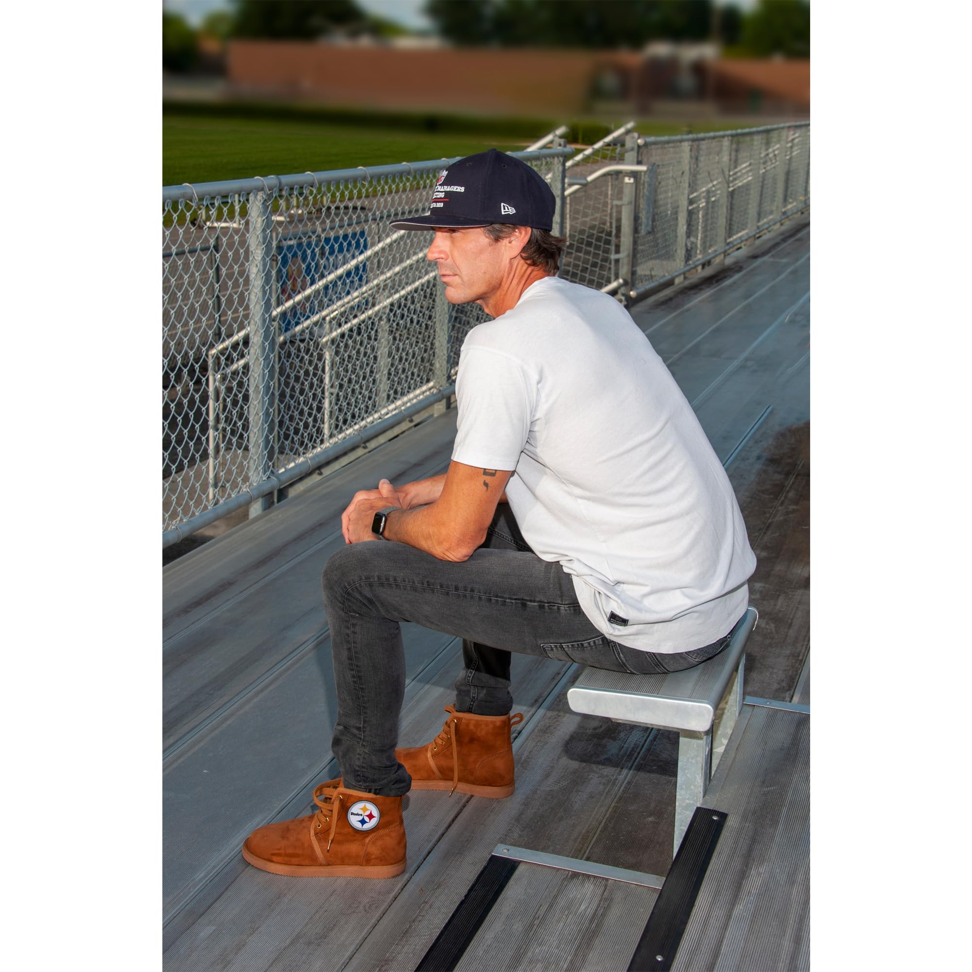 Men's NFL Team Logo Moccasin Boots - Comfortable Slip-On Winter Shoes for Football Fans - Perfect for Game Day, Casual Wear & Outdoor Activities