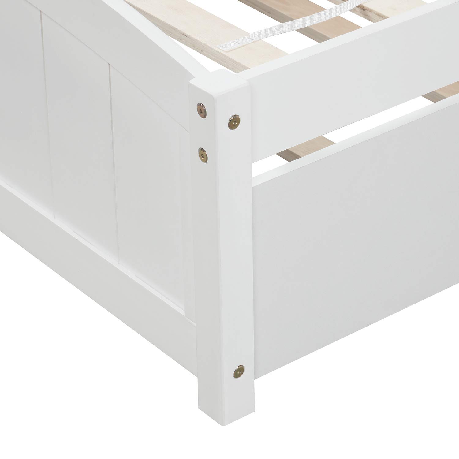 Harper & Bright Designs Twin Bed Frame with Trundle - Solid Wood Kids Platform Bed with Pull-Out Trundle in White | Perfect for Kids' Bedrooms, Guest Rooms & Space-Saving Solutions