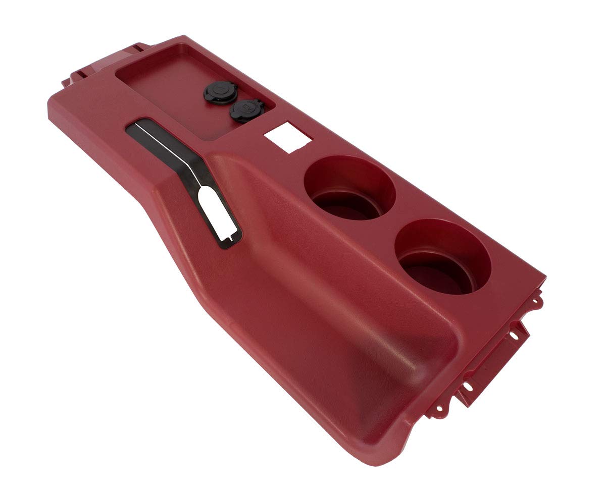 Blue Oval Industries 1987-1993 Mustang Scarlet Red Center Console with Dual Cup Holders & USB Charger - Perfect for Road Trips & Daily Commuting