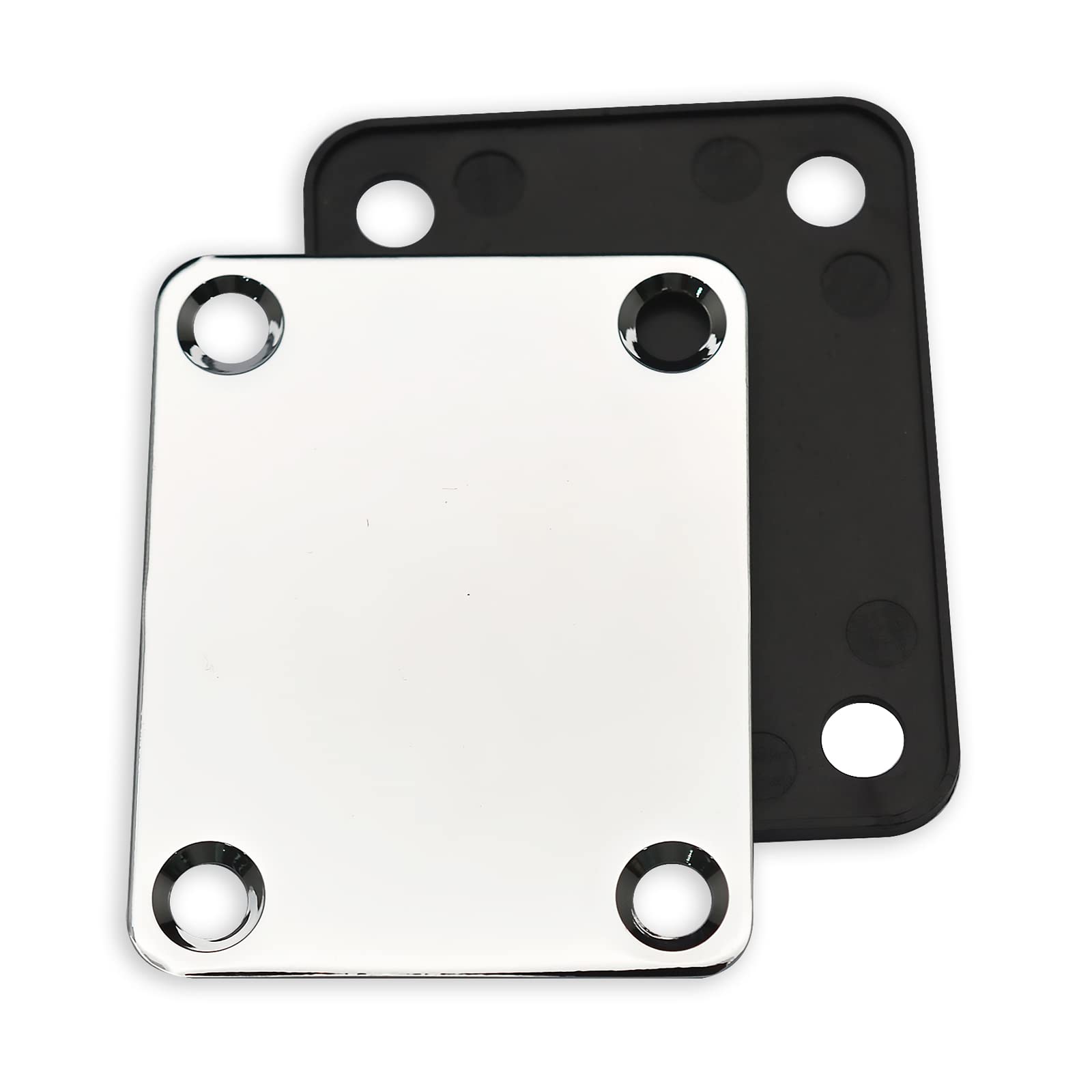 MAXCHEER Chrome Electric Bass Guitar Neck Plate - Heavy Duty Neck Joint Reinforcement for Fender, Jazz Bass & More - Perfect for DIY Repairs & Upgrades