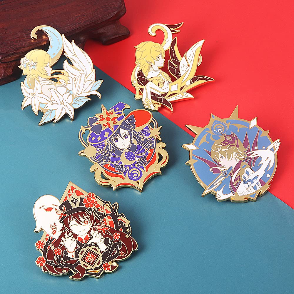 Genshin Impact Hu Tao Brooch Pin - Anime Cosplay Enamel Lapel Pin - Perfect Gift for Fans, Women & Girls - Great for Cosplay, Collecting & Fashion Accessories