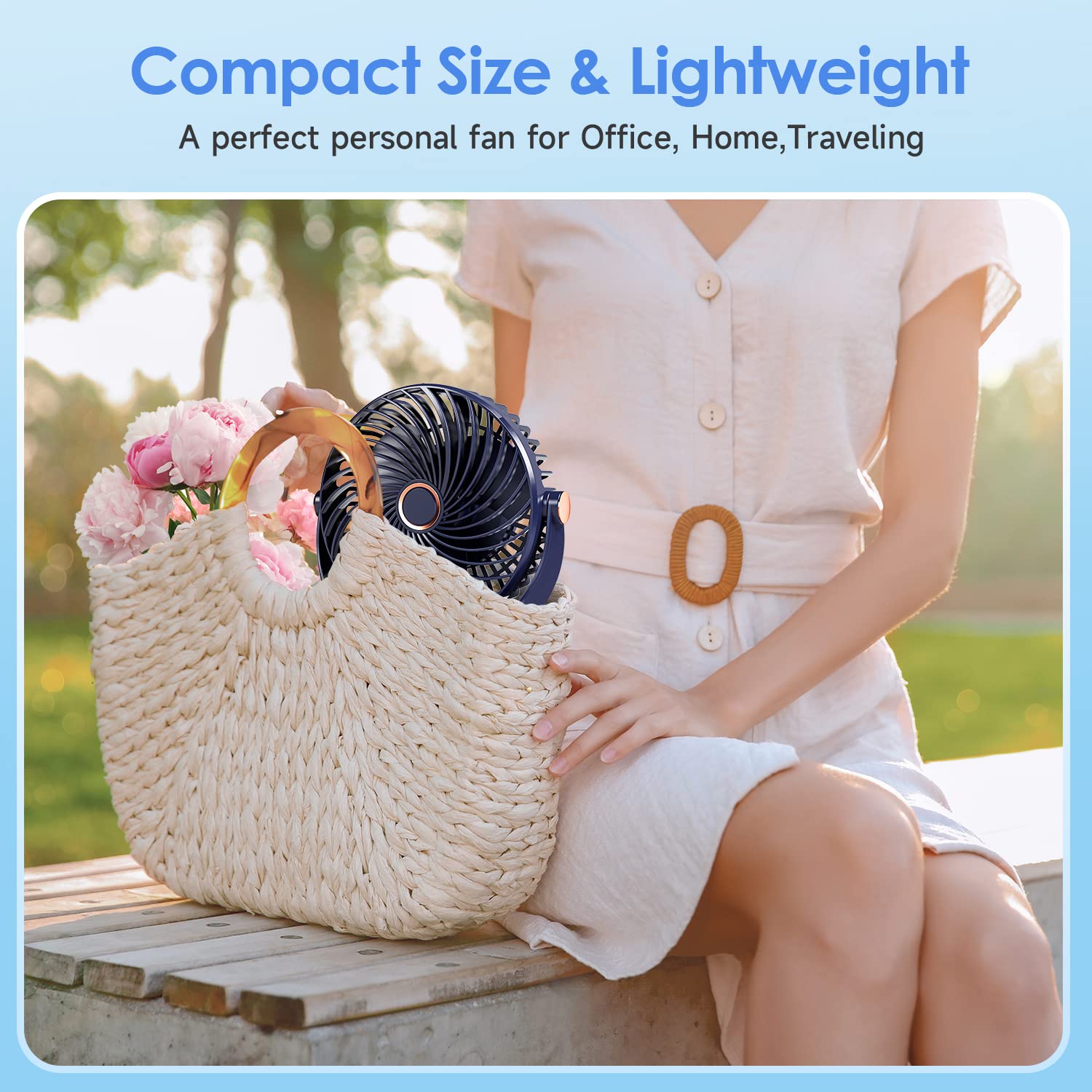 Silent USB Desk Fan - 5 Speed Adjustable Mini Portable Fan with 3600mAh Rechargeable Battery, 360° Rotation for Home Office Bedroom | Perfect for Work, Study & Sleep