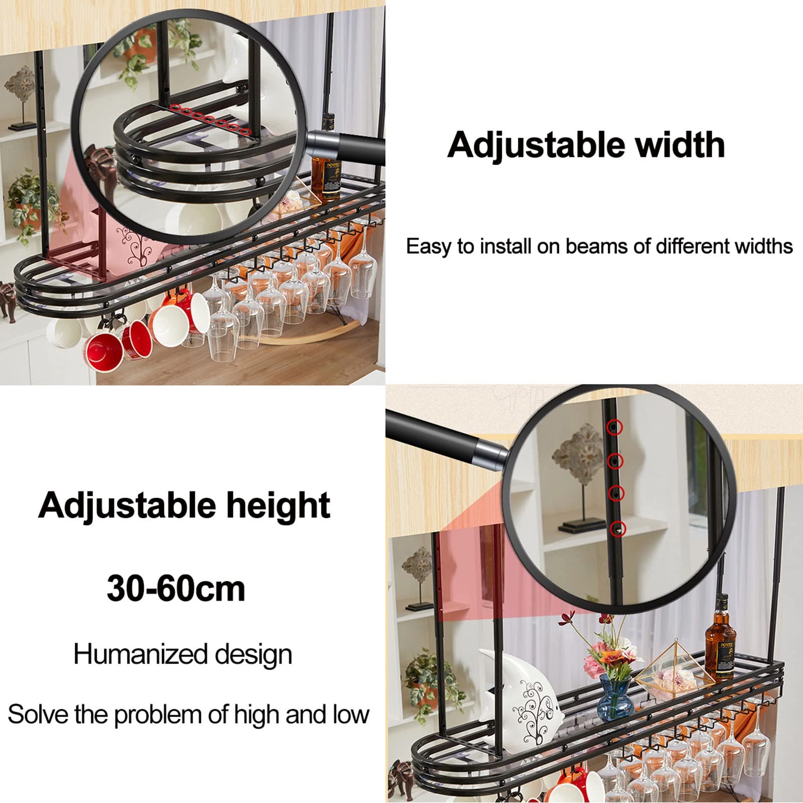 Adjustable Height Ceiling Wine Glass Rack - 31