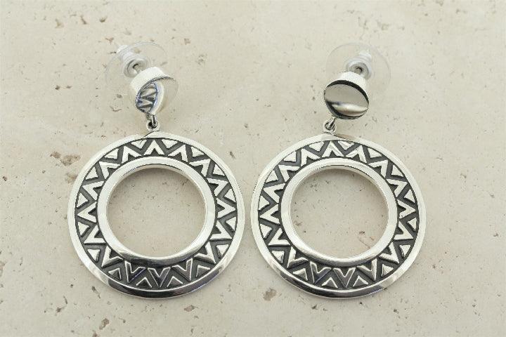 Geometric Circle Earrings for Women - Sterling Silver 925 Hypoallergenic Dangle Hoop Earrings - Perfect for Casual, Office & Party Wear