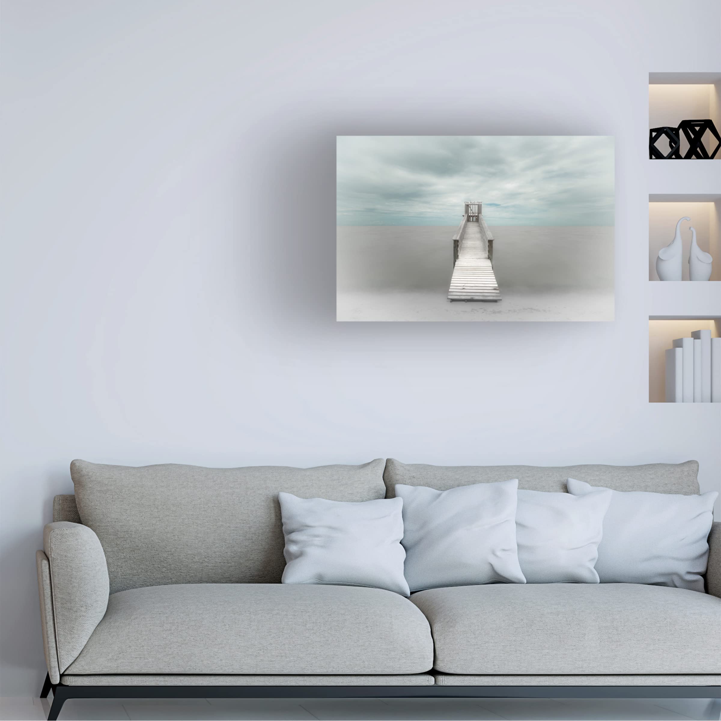 Martin Steeb 'Pier' Canvas Art Print - Modern Coastal Wall Decor for Living Room, Bedroom & Office - Trademark Fine Art Collection