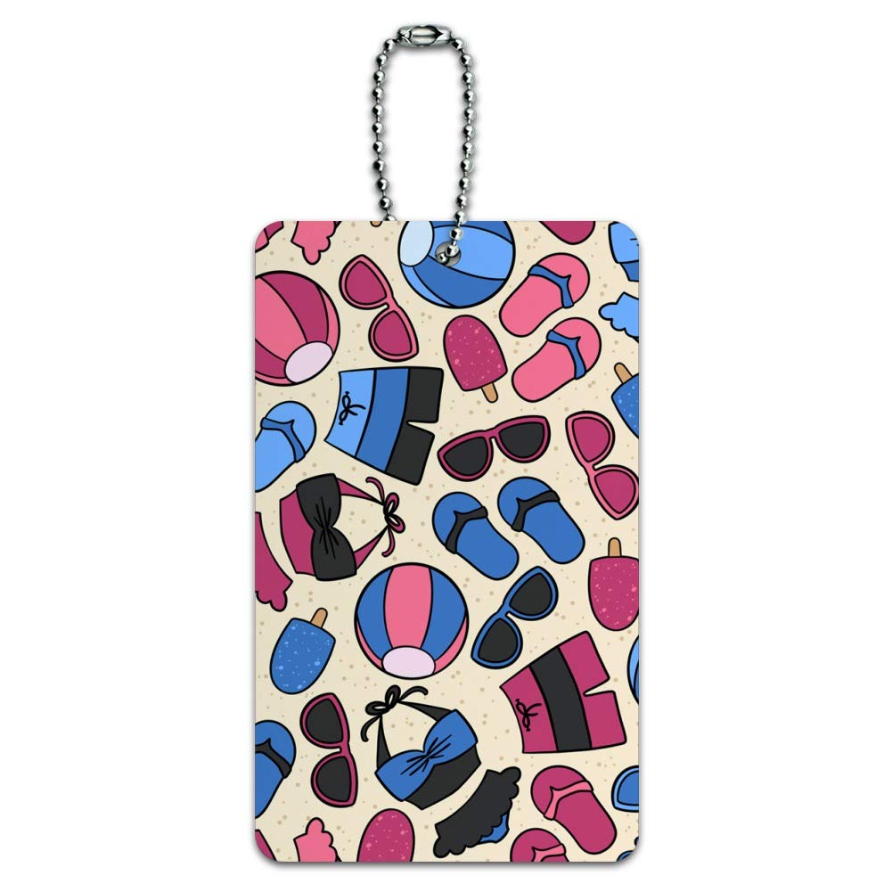 Vintage Retro Beach Pattern Luggage Tag - Waterproof Suitcase ID Tag for Travel, Carry-On Bags & Backpacks - Perfect for Summer Vacations, Beach Trips & Airports