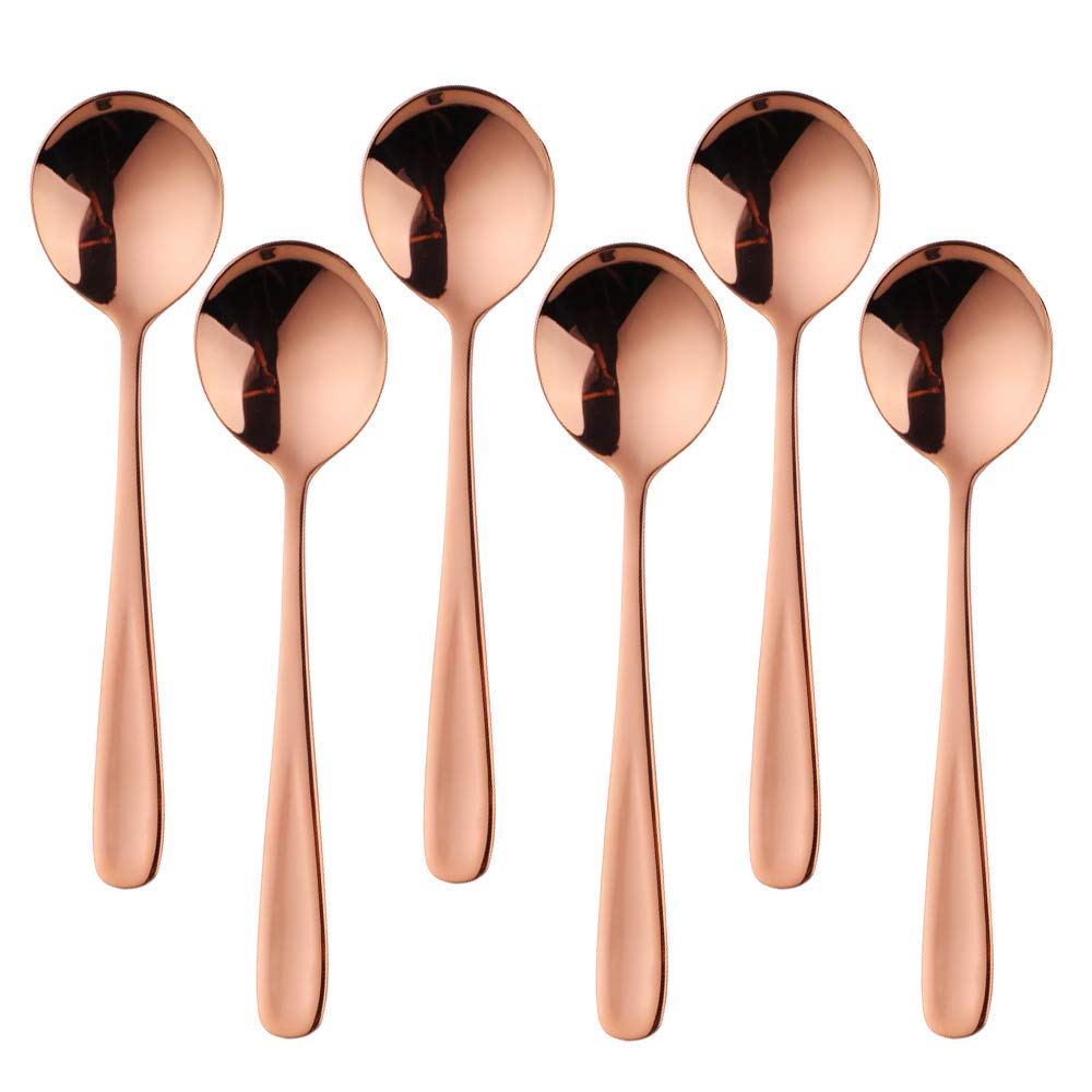 Premium 7-Inch Stainless Steel Bouillon Soup Spoons Set - Elegant Round Dinner Spoons for Fine Dining, Restaurants & Home Entertaining - Dishwasher Safe & Durable Tableware