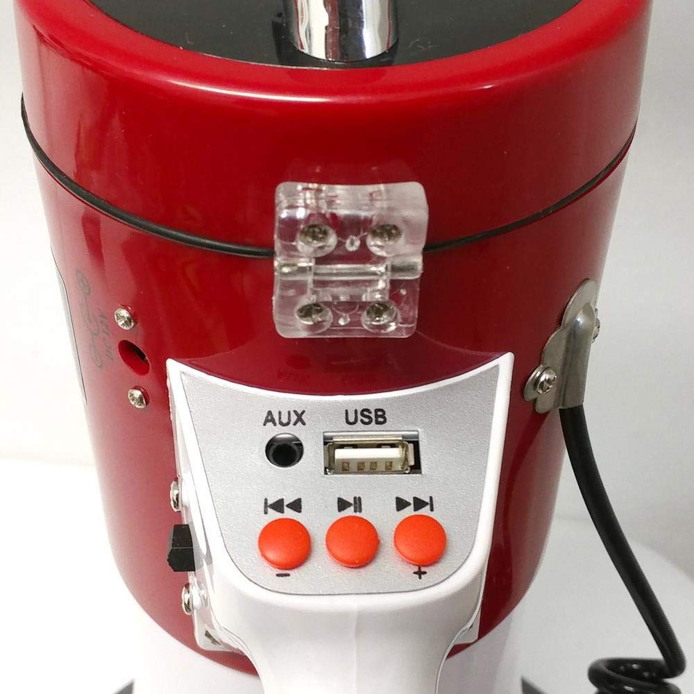 PYLE PMP58U 50W Red Megaphone with USB Port, 6GB Internal Memory & Wired Microphone - 1000m Range, Battery or 12V Transformer Powered - Ideal for Outdoor Events, Crowd Control, and Emergency Alerts