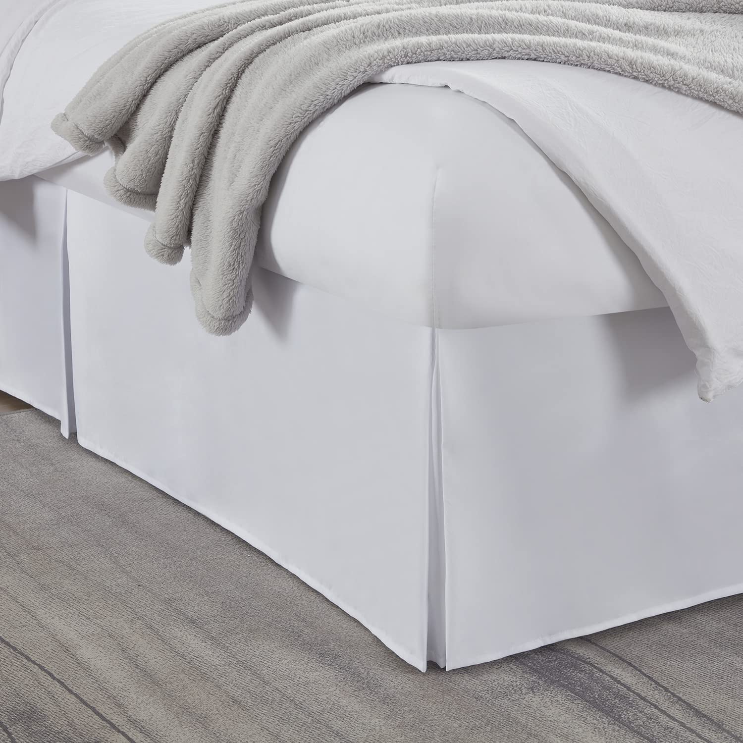 Nestle White King Size Bed Skirt - 14 Inch Drop Brushed Microfiber Bedskirt with Hotel-Quality Pleats | Shrink & Fade Resistant | Perfect for Luxury Bedrooms & Hotel Decor