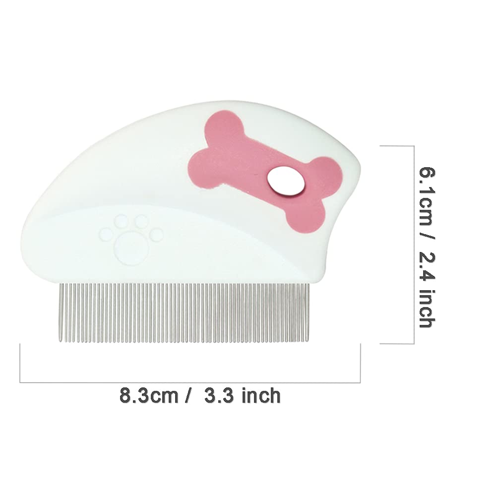 Premium Stainless Steel Pet Grooming Comb for Dogs & Cats - Gentle Round Tip Hair Brush Effectively Removes Tangles, Mats, Shed Hair & Dirt - Ideal for Long & Short Hair Breeds - Perfect for Home Grooming & Professional Pet Care (White)
