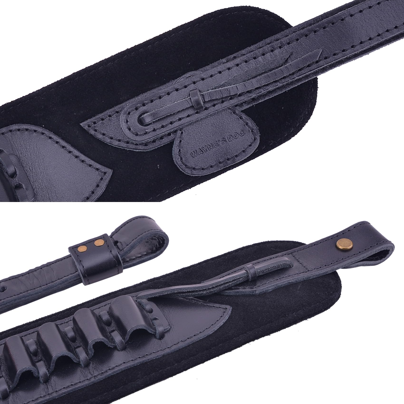 Premium Handmade Leather Rifle Buttstock Cover with Adjustable Gun Sling & Ammo Shell Holder - Hunting, Shooting Range & Outdoor Sports Accessory