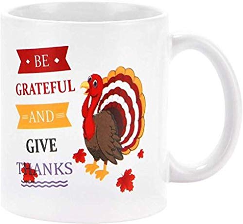 Thanksgiving Coffee Mug - 11OZ Ceramic Cup with 'Be Careful & Give Thanks' Design - Perfect for Holiday Gifts, Office Use & Family Gatherings
