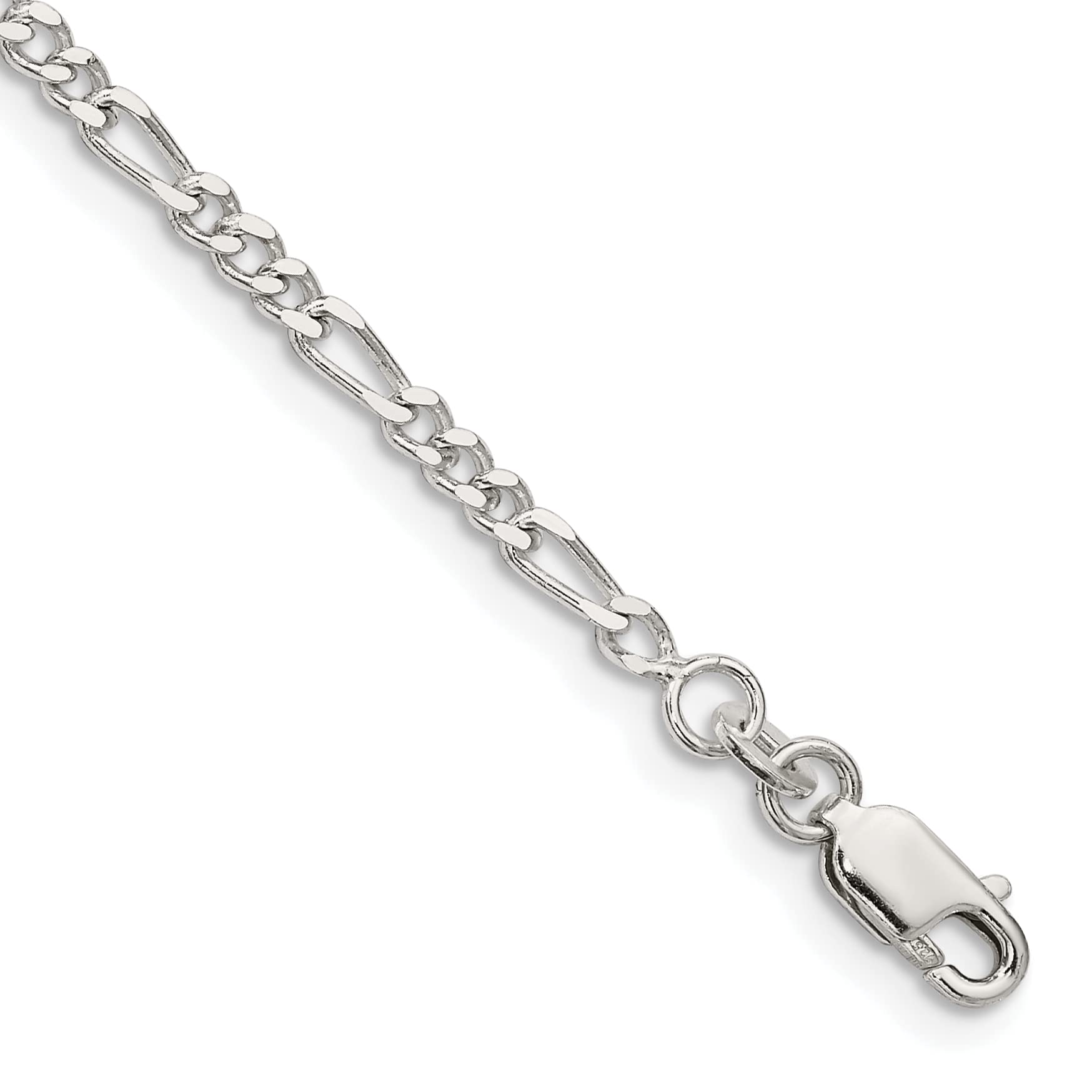 925 Sterling Silver 2.5mm Figaro Link Chain Anklet - Dainty Ankle Bracelet for Women | Perfect for Summer, Beach, Vacation & Everyday Wear