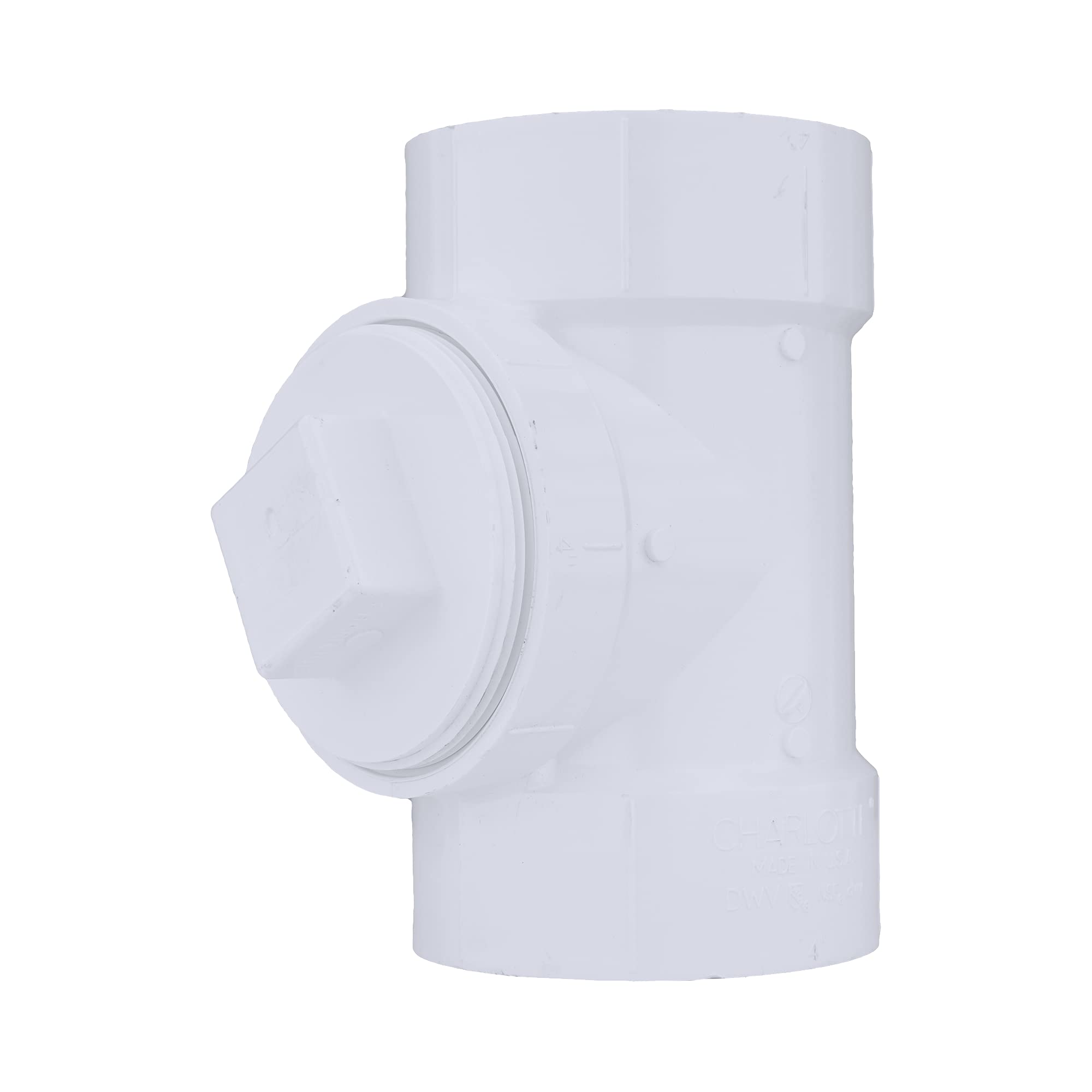 Charlotte Pipe 4 Inch DWV Cleanout Tee with Plug - Drain Waste and Vent Pipe Fitting (5-Pack) - Ideal for Plumbing Repairs, Bathroom & Kitchen Drainage Systems