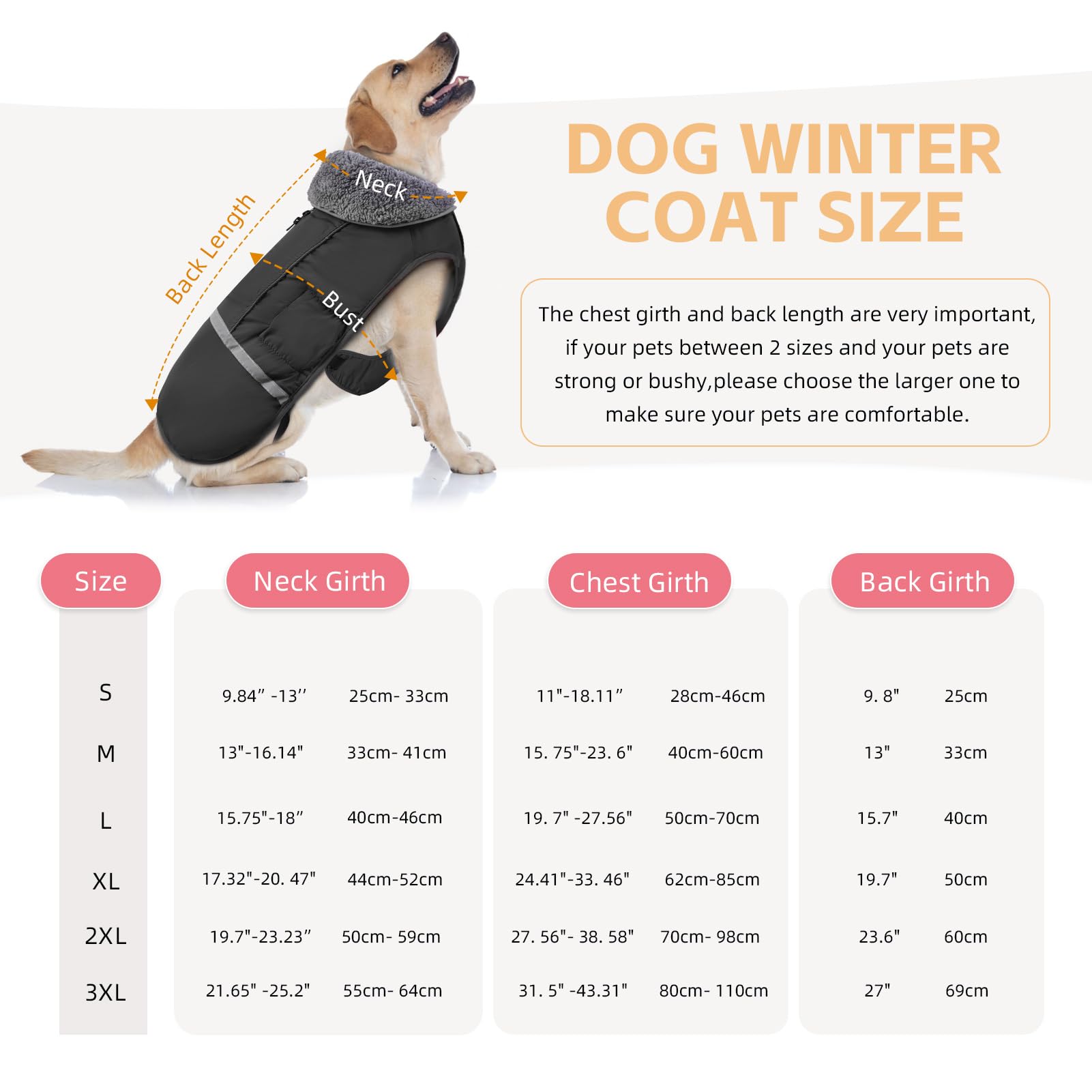Doglay Waterproof Dog Winter Coat - Thick Fleece Lining & Reflective Design for Small Medium Large Dogs | Cold Weather Protection for Walking, Hiking & Outdoor Adventures