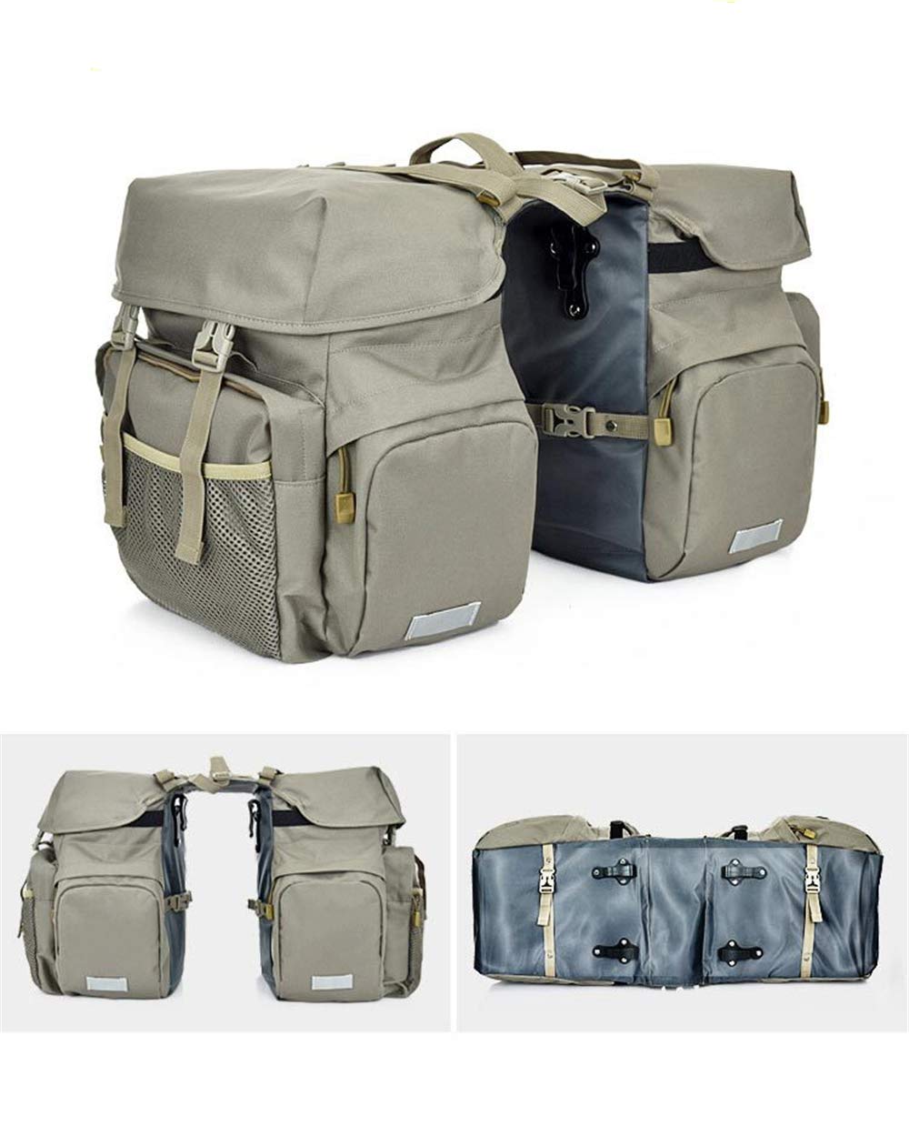 **Waterproof 50L Bicycle Rear Rack Pannier Bag with Rain Cover - Durable Bike Saddle Luggage for Commuting, Travel & Camping**