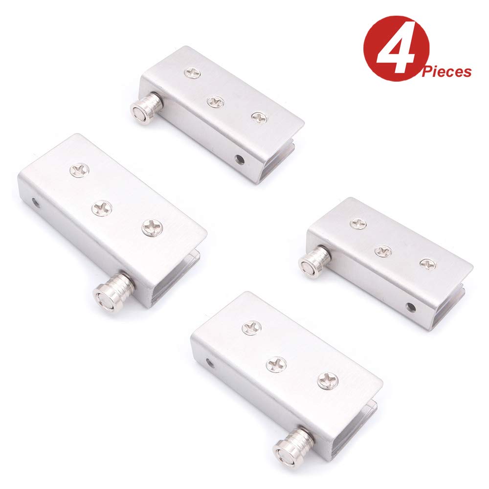 2 Pack NUZAMAS Cabinet Door Pivot Hinges Set - Upper & Lower Installation, Glass Door Hinge Latch with Clamps for Kitchen Cabinets, Wardrobes & Display Cases (Heavy Duty Hardware for Smooth Door Movement)