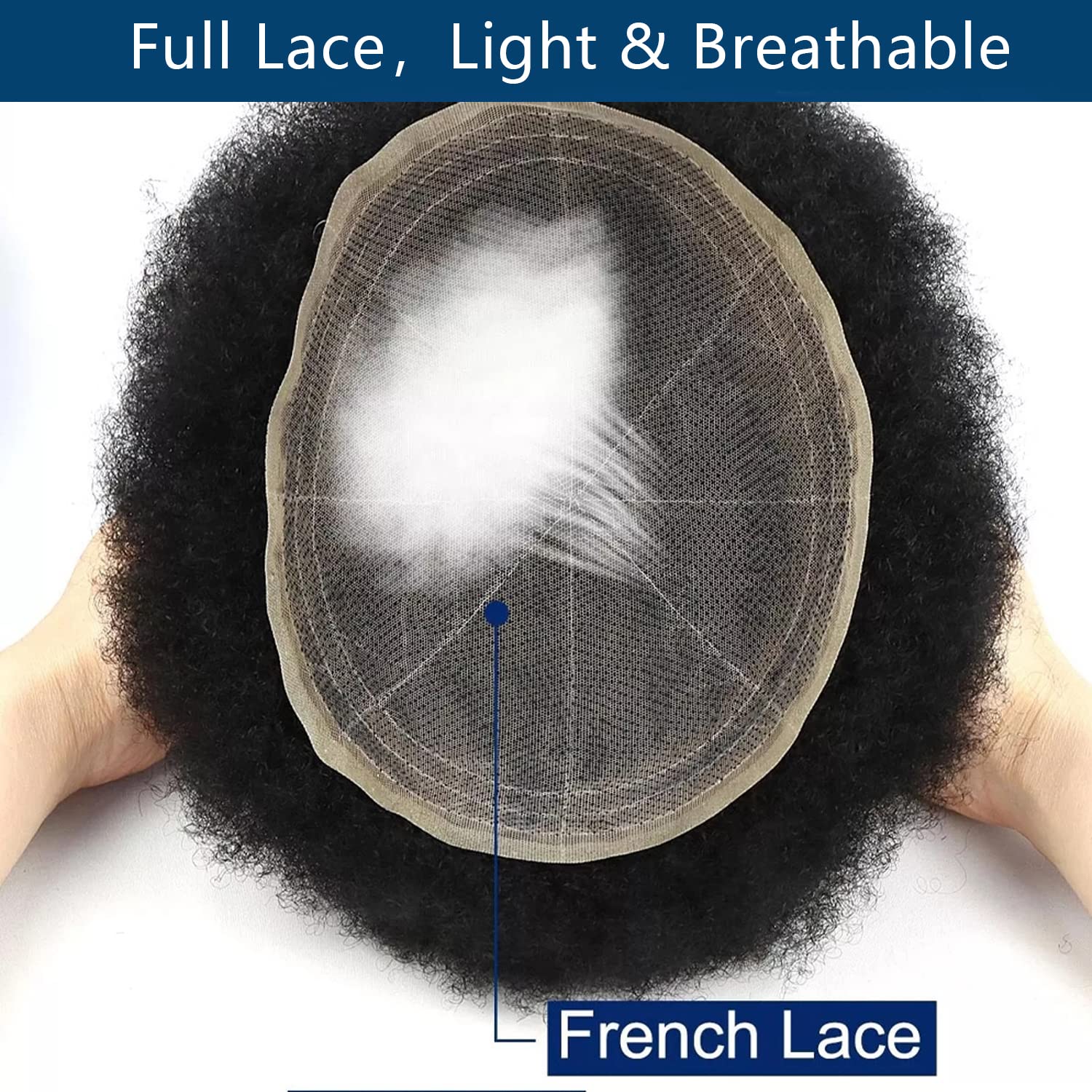 Premium Swiss Lace Toupee for Men - 8x10 Inch Afro Curly Human Hair Replacement System (120% Density, Natural Black) - Ideal for Daily Wear, Special Occasions & Hair Loss Solutions